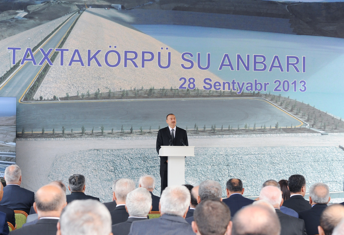 Prezident İlham Əliyev və xanımı Mehriban Əliyeva Taxtakörpü su anbarı, su elektrik stansiyası və Taxtakörpü-Ceyranbatan su kanalının açılışında iştirak ediblər - YENİLƏNİB - FOTO