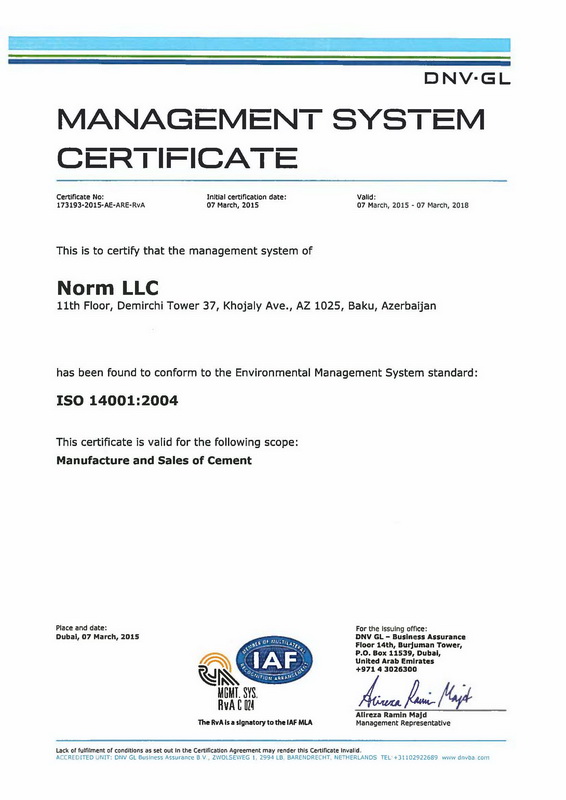 Norm Sement ISO standartlarını tətbiq edir - FOTO