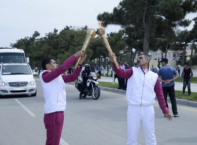 İlk Avropa Oyunlarının məşəli Neftçalada - VİDEO - FOTO