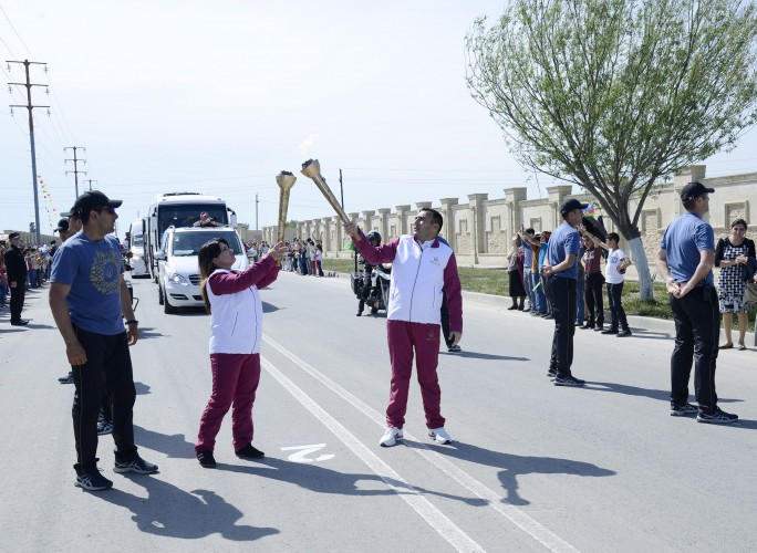 İlk Avropa Oyunlarının məşəli Neftçalada - VİDEO - FOTO